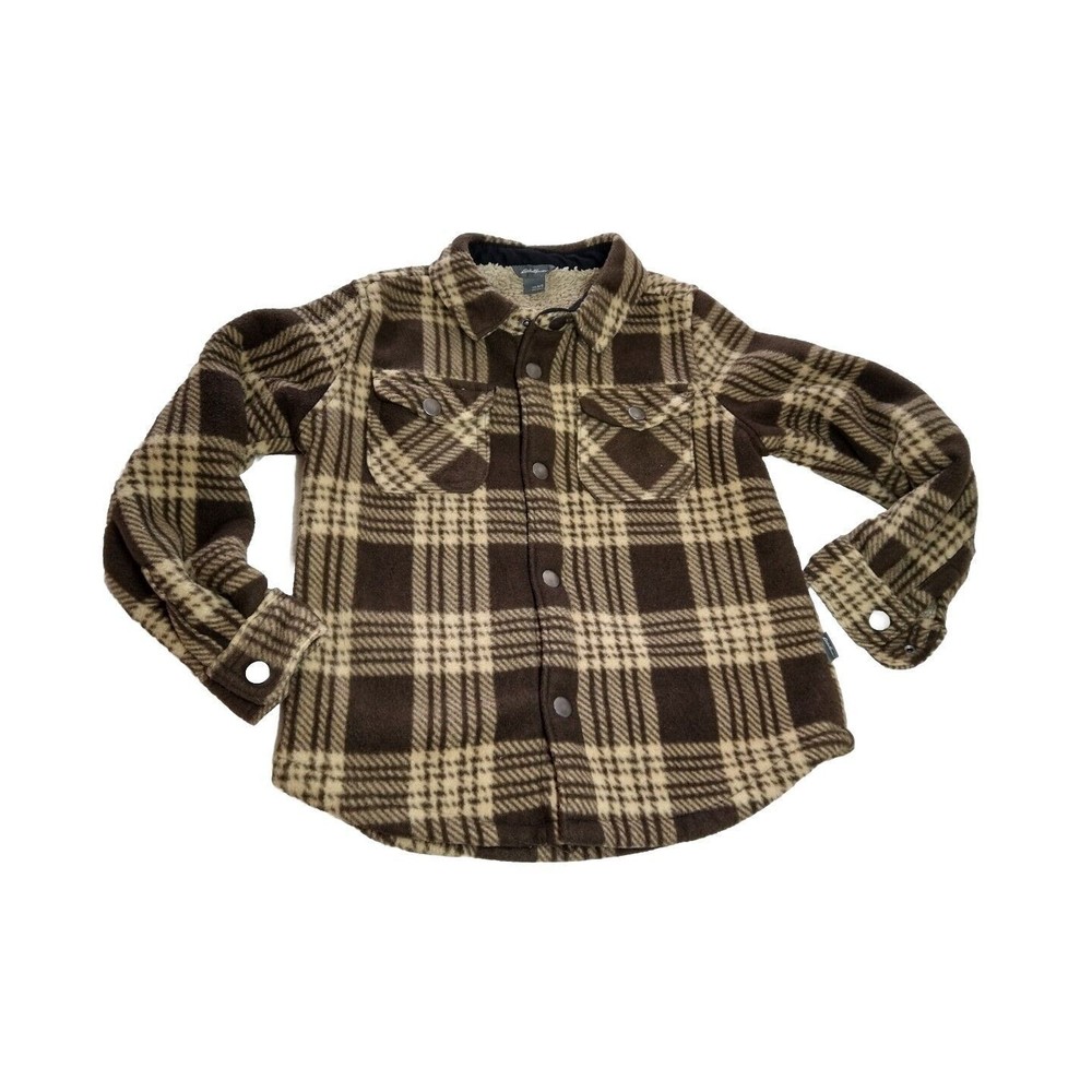 Eddie Bauer Boys Jacket Snap Button Sherpa Lind Coal Kids 6/7